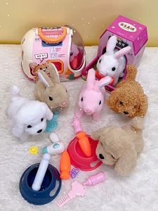 (Kèm lồng đựng) Cún bông lồng chó gấu trúc biết đi vẫy đuôi biết kêu bibi cực cute đầy đủ phụ kiện cho bé chăm sóc