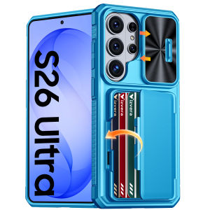 for Galaxy S26 Ultra Case Wallet RFIDCards HolderCamera CoveFull Body Rugged Shockproof Silicone Protective Phone Case-Gray