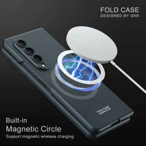 Magnetic Charging Z Fold 3 4 5 6 Ultra Thin Case Back & Front Cover Samsung Galaxy Z Fold6 Casing Camera/Screen Protection Anti-Drop Durable Hard PC Phone Case with Tempered Glass