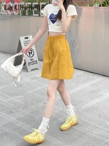 La Chapelle | Quick-dry Wide-leg Workwear Shorts for Women Summer Lightweight Two-piece Casual Ice Silk Skirt Pants