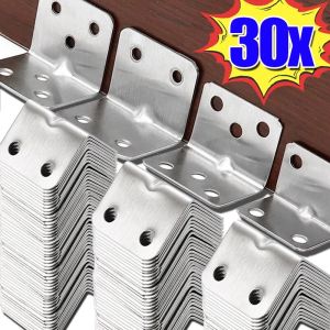 30Pcs Stainless Steel Corner Brackets 90 Degree Right Angle Bedframe Cabinet Partition Fastener Thickened Hardware Fixed Accessories