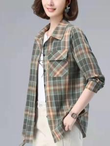 Cotton Plaid Long Sleeve Womens Shirt Spring New Korean Version Loose Casual Moms Shirt Scarf Large Size Winter Neck Warmer