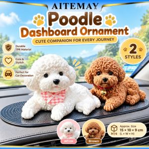 Aitemay dễ thương nằm Chó bông bảng điều khiển xe hơi trang trí TPR mềm Puppy tượng thảm chống trượt nội thất ô tô trang trí Quà Tặng màu nâu trắng