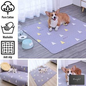 Pure Cotton Washable Pee Mat Anti Slip Pet Rabbit Dog Cat Baby Kid Play Cloth Mat Wee Mat Pee Pad