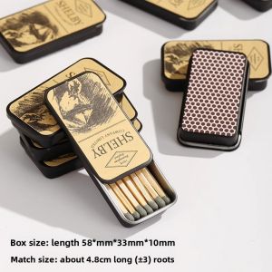 MONLEYTA | Shelby Matchbox Retro Slide Cover Iron Box Classic Match Strike Match Vintage Aesthetic Matchsticks Non-Disposable Matches