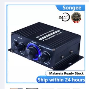 Ship From Selangor HiFi Audio Amplifier 200W+200W 2-CH Power Amp with RCA Input Power Amplifier with Blue LED Lights