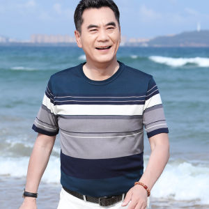 Trang Phục Mùa Hè Cho Bố Áo Thun Ngắn Tay Áo Thun Lạnh Cỡ Lớn Cho Nam Áo Thun Lạnh Cho Ông Nội Người Trung Niên Và Cao Tuổi