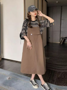 ชุดเดรสยาวแขนกุดเอวสูงทรงหลวมสำหรับฤดูร้อน ชุดกระโปรงผู้หญิงไซส์ใหญ่ ชุดกระโปรงสองชิ้น ชุดลำลองสำหรับผู้หญิงไซส์ใหญ่