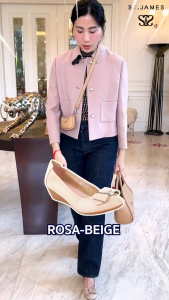 รองเท้าหนังแท้/รองเท้าส้นเตารีด ส้น 3.8 CM รุ่น ROSA สี BEIGE| ผู้หญิง