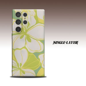 Light Green Large Line Flower For Samsung Galaxy S26 S25 S24 A56 A36 Dual Layer Luxury Fashion Full Lens Protective Case