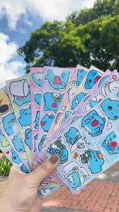 Bộ 100 sticker BUGCAT CAPOO không trùng mèo xanh dễ thương hình dán trang trí laptop xe máy