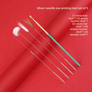 Ear Cleaning Tool Set Ear Hair Silver Needle Goose Feather Stick Chicken Hair Special Earpick Professional Ear Pick Artifact