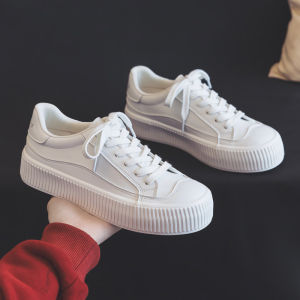 Spring Best Selling Fancy White Shoes Womens Shoes 2024 New Arrival Platform Shoes Platform Leather Niche Style Casual Sports Skate Shoes