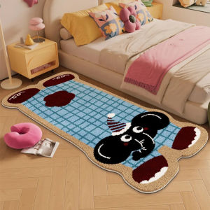 VIKAMA Cartoon Animal Runner Rug Warm Washable Entrance Hallway Doormat Bedroom Entrance Bedside Rug Home Decor