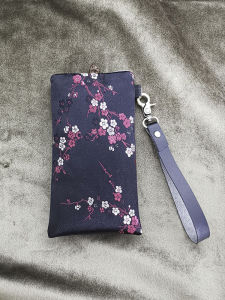 Black Silk Big Screen Phone Bag Portable Wrist Bag Walking Clutch Bag Original Handmade Mini Small Cloth Bag Spring and Summer