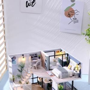 DIY Dollhouse Kit 3D Puzzle Wooden Miniature House Model with Furniture Handmade Assembly Toys Home Decor for Xmas Birthday Gift