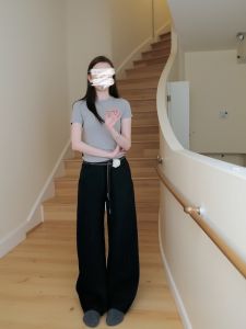 Quần Ống Rộng Màu Đen Thường Ngày Cho Nữ Mùa Đông Quần Ống Đứng Rộng Rãi Thoải Mái Cạp Cao Phong Cách Hàn Quốc Quần Dài