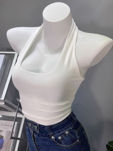 Camisole Womens Outwear Backless Bra One-Piece Suit Inner Wear Base with Chest Pad Yoga Open Back Halter Top