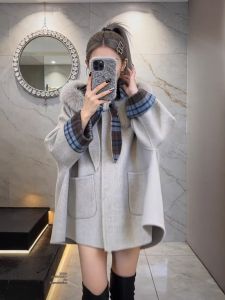 XUECAIQI | Trendy Colorblock Wool Coat New Korean Style 2026 Winter