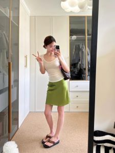 VKSOD | Korean Sweet Style Casual Versatile Fashionable Round Neck Short Sleeve T-Shirt Top High Waist Slimming Half-length Skirt Set