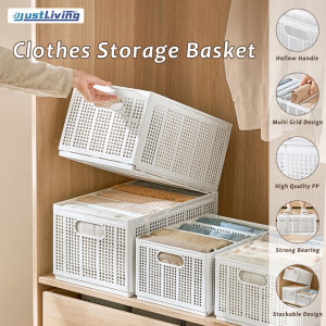 เครื่องประสงค์ขนาดใหญ่ 1ชิ้น JustLiving สำหรับบรรจุภัณฑ์ผ้า ซ้อนได้กางเกง ผ้า้เสื้อเชิ้ตสะดวกสบาย ผ้าขนหนูตู้ เสื้อผ้าลิ้นชักพลาสติกสำหรับที่ใส่ตะกร้ากล่องเก็บของประหยัดพื้นที่พร้อมช่องแบ่ง