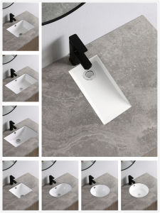 Small Size Undermount Ceramic Basin Bathroom Sink Miniature Bathroom Furniture Washbasin Long Narrow Countertop Faucet