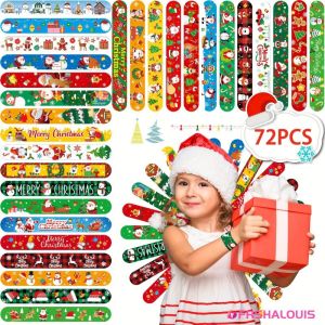72pcs Snap Wristbands Christmas Slap Bracelets Set Family Party Favors Holiday Gifts For Kids Toy Fidget Toy Stocking Stuffer Classroom Prize Christmas Decoration Decor Merch