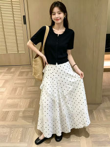 YINGKETUO | Stylish Slimming Polka Dot Two-Piece Set