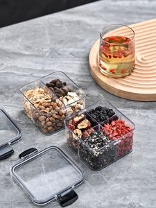 Square Four Grids Health Tea Leaf Tea Storage Canister Moisture Proof Sealed Food Grade Grains And Legumes Multi Grid Sealed Box