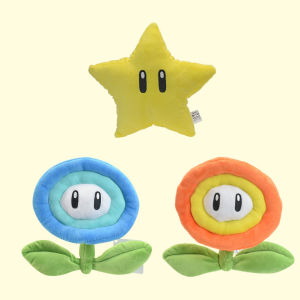Super Mario Sunflower Yellow Star Orange Fire Flower Blue Ice Flower Five-Pointed Star Simulated Plush Dolls LXF