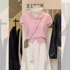 HUOLISI | Korean Style Ice Silk Knitted Short Sleeve T-shirt