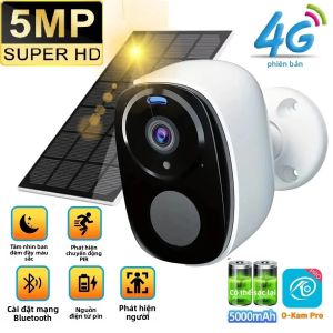 Camera Giám Sát Năng Lượng Mặt Trời 4G 2K 5MP An Ninh Ngoài Trời Không Dây Có Đèn Pha Còi Báo Động Âm Thanh 2 Chiều Camera IP Chạy Bằng Pin Chống Nước