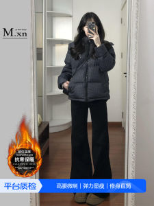 Black Fleece Lined Skinny Jeans Womens Small Size High Waist Casual Wide Leg Pants Elastic Comfortable Slimming Autumn Winter