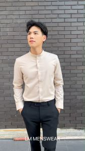 เสื้อเชิ้ตคุณภาพ คอจีน สีขาว White Cream เหลืองพีช Peach Yellow น้ำตาล Light Brown