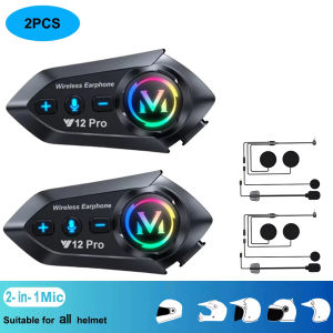 kebidumei | Y20 Pro 1/2x Motorcycle Helmet Headset Bluetooth 500M Intercom Earphone For 2 Riders Waterproof Mixing Music Sharing Interphone