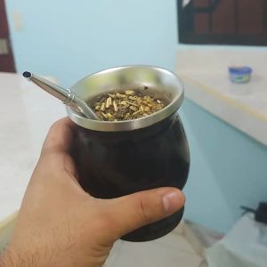 8oz Yerba Mate Cup 304 Stainless Steel Double Wall Kemorii Argentine Yerba Mate Gourd With Bombillas and Cleaning Brush