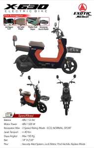 Sepeda Listrik Exotic Varian Terbaru X630 dilengkapi dengan Bagasi Murah Original Bergaransi Resmi