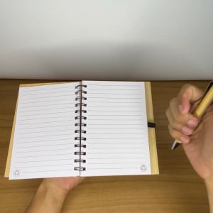 Printleaf - Pure Bamboo Spring Notebook with Ballpen for School Office - 14cm*18cm