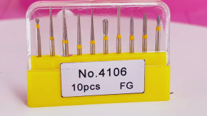 10pcs/set Dental Diamond Burs Kit Dia.1.6mm No.4106 High Speed Handpiece Burs for Teeth Whitening