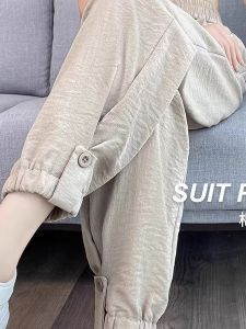 QIAOXIZI | Cotton Linen High Waist Loose Slimming Harem Pants