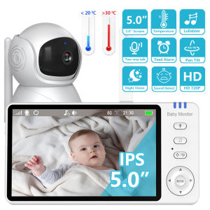 5"IPS Video Baby Monitor With Pan Tilt Child Camera Wireless 2-Way Audio Night Vision Security Babysitter VOX Wake Up USB Charge