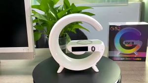 【Smart Speakers】G63 Wireless Speaker 360° HD Surround Sound 15W G Shape LED Atmosphere Light RGB Bluetooth Speaker Table Lamp Over 10 Modes Light Color Charger Alarm Clock FM Wireless Charger Color Changing Timer 蓝牙音响闹钟