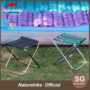 NatureHike Aluminium Alloy Foldable Stool Chair Camping Chair Foldable Chair Portable Chair Folding Chair Beach Chair Fishing BBQ Garden Stool Ultralight Office Home Seat Camping Equipment Outdoor Furniture NH17Z012-L