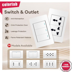 Colorlab 2/3 Gang Socket Outlet Modern Switch for Light And Outlet Wall Socket Electrical Duplex Outlet Universal Outlet