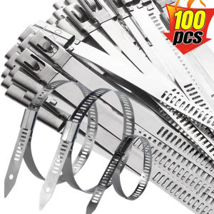 Dizoey 100/10Pcs New Stainless Steel Cable Ties Self Locking Metal Wrap Strap Multipurpose Cable Tie Wire Fasteners Hardware Organizer Wholesale