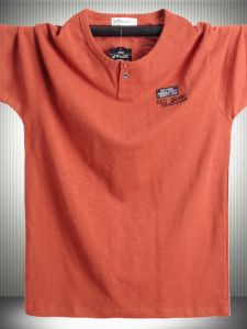 Áo Thun Cotton Dáng Rộng Mùa Hè Thường Ngày Cổ Tròn Tay Ngắn Màu Cam Cho Nam Cỡ Lớn Chất Liệu Kháng Khuẩn