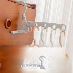 Portable Travel Folding Clothes Hanger Multi-Purpose Five-Hole Business Trip Drying Rack Compact Hotel Laundry Hanging Bracket