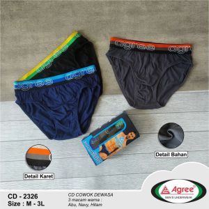 AGREE SPORT 2326 | CD Pria Agree Karet Luar Isi 3 Pcs | Celana Dalam Pria Dewasa Premium | CD Cowok Sporty Karet Luar | CD Laki Karet Premium | Pakaian Dalam Pria | LATANSA