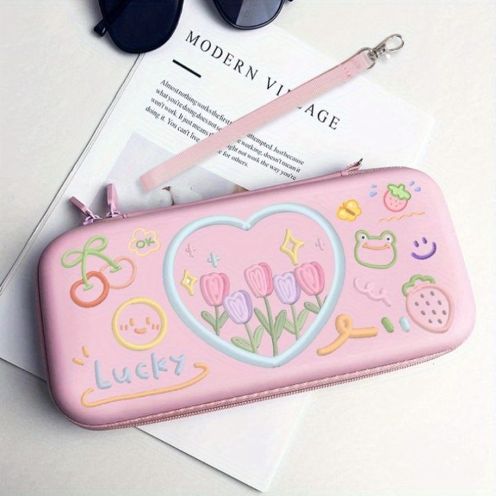 Cartoon Cat Storage Bag for Nintendo Switch Lite Anticollision Pink