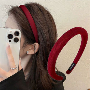 Claret Red Classic Velvet Headband Hot Girls Ancora Red Cloth Thickened Headwear Hair Hoops for Women Banquet Hairband